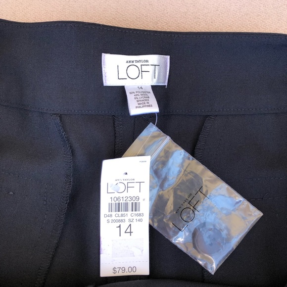 Ann Taylor LOFT Stretchy Lightweight Zipper Button Closure Black Trousers 14 - Picture 7 of 14